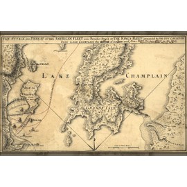 History Galore 24"x36" Gallery Poster, map of Benedict Arnold on Lake Champlain 1776 P1