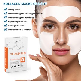 Shefave Forehead Wrinkle Patches, Kollagen Maske Gesicht Collagen Film, Collagen Anti-Aging Face Masks Beauty, Straffte Haut Forehead & Cheek Anti Fine Lines Patches with Hydrolyzed Collagen