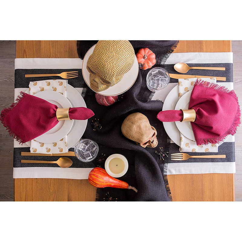 DII Everyday Collection, Fringed Solid Tabletop, Napkin Set, Wine, 6