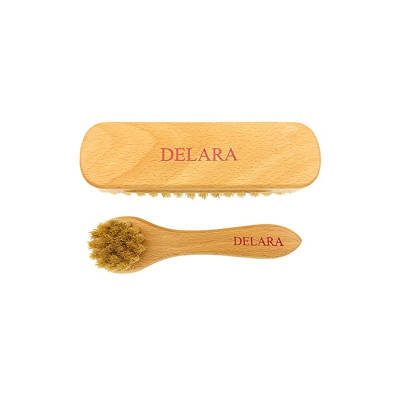 DELARA Two Small Wooden Handled Brushes With Natural Bristles, 1