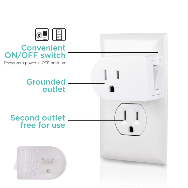 Cordinate Grounded Outlet On/Off Power Switch, 3 Prong, Plug in