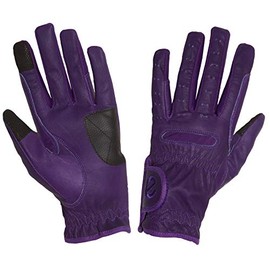 eGlove eQUEST GripPro Leather Touchscreen Horse Riding Gloves (Purple, Medium)
