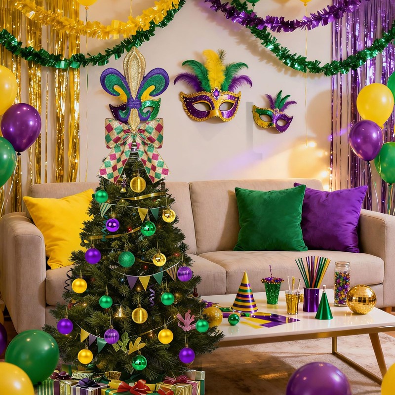 22 Pcs Mardi Gras Tree Decoration Set Mardi Gras Ornaments