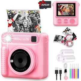 Camera for  Instant Print,Portable Camera with 32G Card & 1080p Video,Print Paper,Instant Print Camera with Color Pens for DIY,Over 3 Years Old for   for Teen - Color: Purple