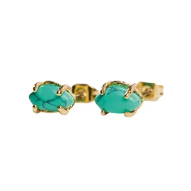 LuckyLy Aretes Mujer Oro 18k con Turquesa, Estructura con Baño de Oro 18k y Piedras Naturales – Accesorios para Mujer Ideales como Regalos para Mujer Originales y Regalos para Mamá, Modelo Ivy