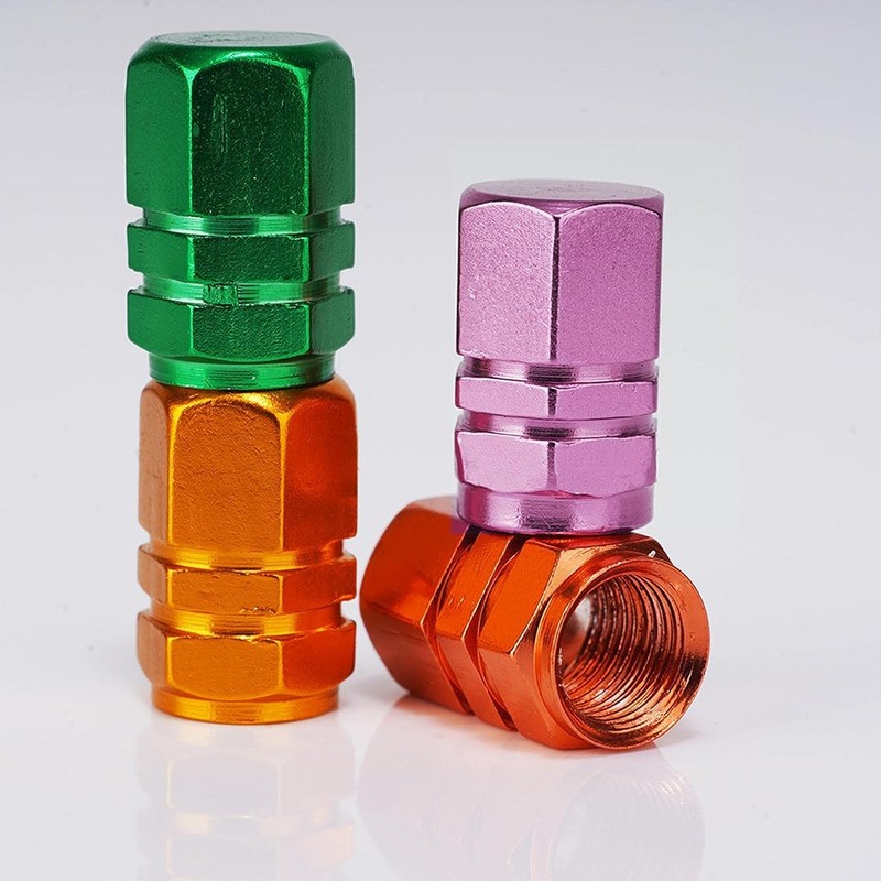 Blue Tire Valve Stem Caps, Heavy-Duty Tire Valve Caps, Aluminum