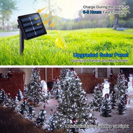 QITONG 2 Pack Upgraded PVC Solar Fairy Lights, Each 33ft 100 LED White Solar String Lights Outdoor Waterproof, 8 Modes Solar Christmas Twinkle Lights