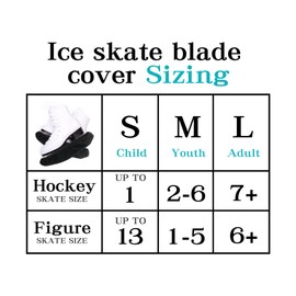 Klmnop Ice Skate Guard, Winter Skate Guards Hockey Ice Skate Blade Covers Kids Adult Hockey Skate Blade Guard Protector for Ice Skates Suitable Kids Youth Adult Men and Women(Black/L)