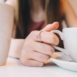 Philip Jones Pink Adjustable Crystal Ring Created with Zircondia® Crystals