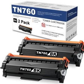 huoxun M 2x TN760 TN 760 Black Toner Cartridge Replacement for Brother HL-L2370DW L2390DW