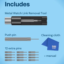 MMOBIEL Watch Band Link Pin Remover Repair Tool Kit for Watchmakers with Pins Spring Slider Steel Punch, Black - Small, Compact