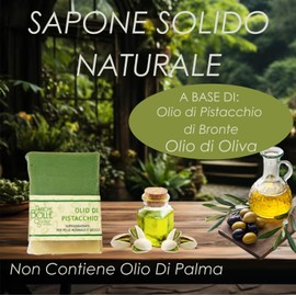 Antiche Bolle - Bronte Natural Solid Soap with Olive Oil and Pistachio - Hand Soap for Face and Body, Moisturising, Nourishing and Revitalising for Dry, Normal and