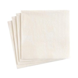 Caspari Moiré Paper Cocktail Napkins in Ivory - Four Packs of 20