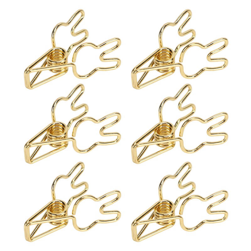 100pcs Binder Clips Cute Cartoon Rabbit Shape Metal Hollowed Long