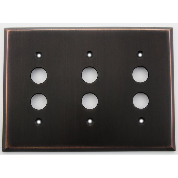 Classic Accents Oil Rubbed Bronze 3 Gang Push Button Light Switch Switchplate