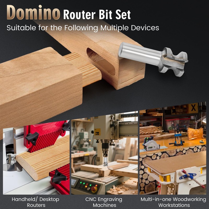 Domino Tenons Route Bits 1/2" Shank- 5mm, 6mm, 8mm, 10mm,
