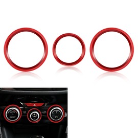 TOMALL 3 Pcs AC Climate Knob Outer Ring Covers Compatible with Subaru Forester 2019-2024, Impreza Crosstrek XV 2018-2023 Centre Console Trim Air Conditioning Button Car Interior Accessories (Red)