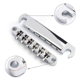 MAXCHEER A Set of String Saddle Tune-O-Matic Bridge & Tailpiece For GB LP Style Electric Guitar (Chrome)