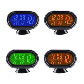 Riloer Car Digital Thermometer Voltmeter Clock Monitor Multifunctional Car LCD Digital Clock Thermometer for Sedan, SUV, Truck, RV and Other Vehicles