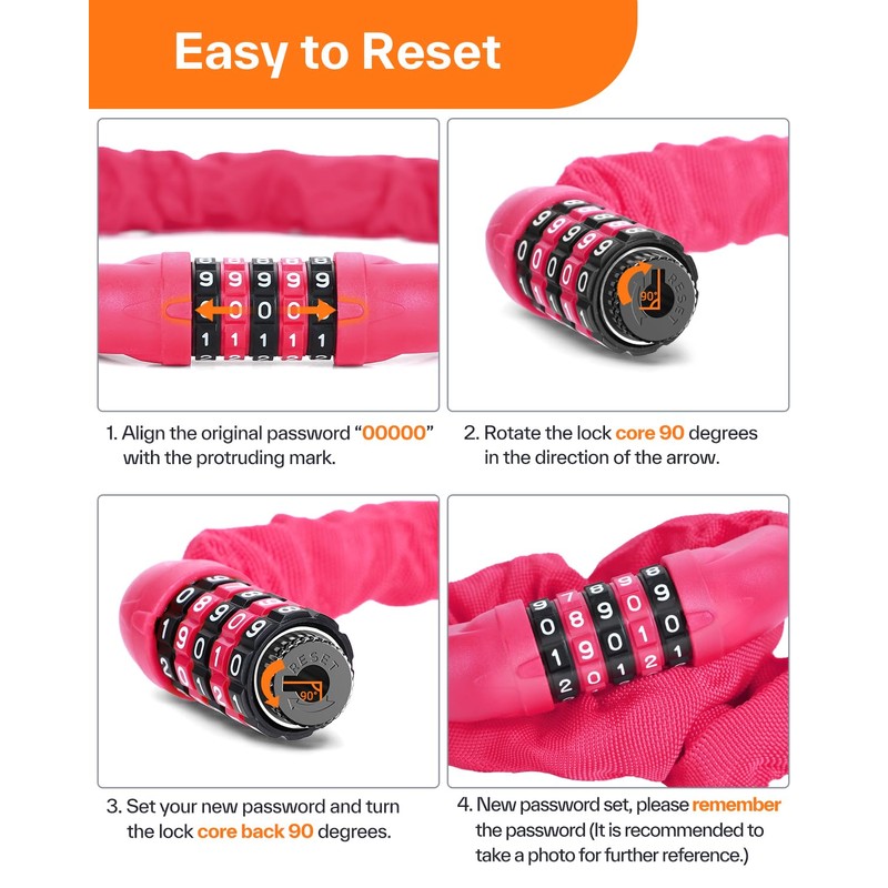 Sportneer Bicycle Lock Combination Lock with Numbers and High Security