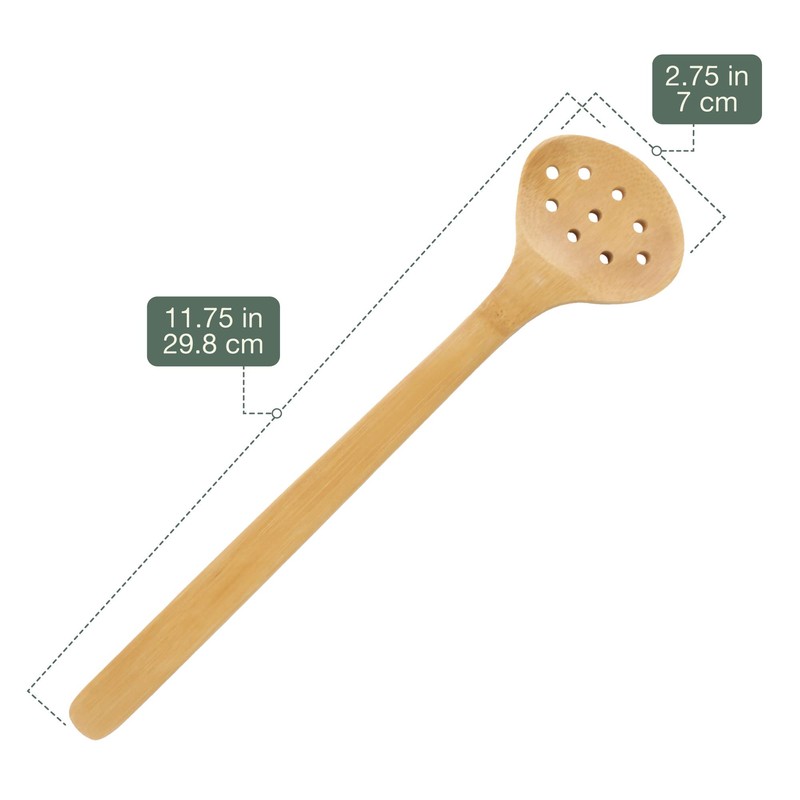 Bamboo Serving/Cooking Utensils - B6 - Wide Self Draining Spoon
