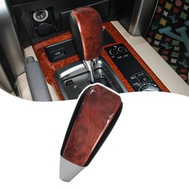VKGUG Black Leather Walnut Wood Gear Shift Knob Shifter Compatible with Toyota Land Cruiser 4Runner Sequoia Tundra Tacoma Highlander RAV4 Lexus RX330 RX350 RX400h LX470 LS400 LS430