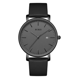 BUREI Men Watches Fashion Minimalist Waterproof Watches for Men Women Student,Black.
