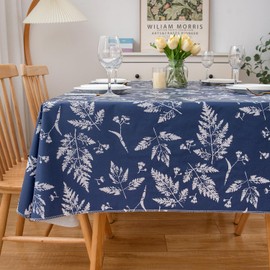 Pioggia Vinyl Tablecloth with Flannel Backed Waterproof Oil-Proof PVC Table Cloth Stain-Resistant Wipeable Easy Care Table Cover for Indoor and Outdoor (Blue, 60 x 84 Inch Rectangle)