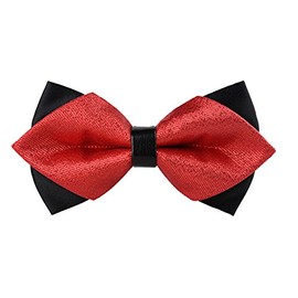 Flairs New York Gentleman's Diamond Pointed Pre-Tied Bow Tie (Bright Red/Black)