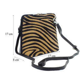 Girly Handbags Genuine Suede Shoulder Bag, Zebra Brown