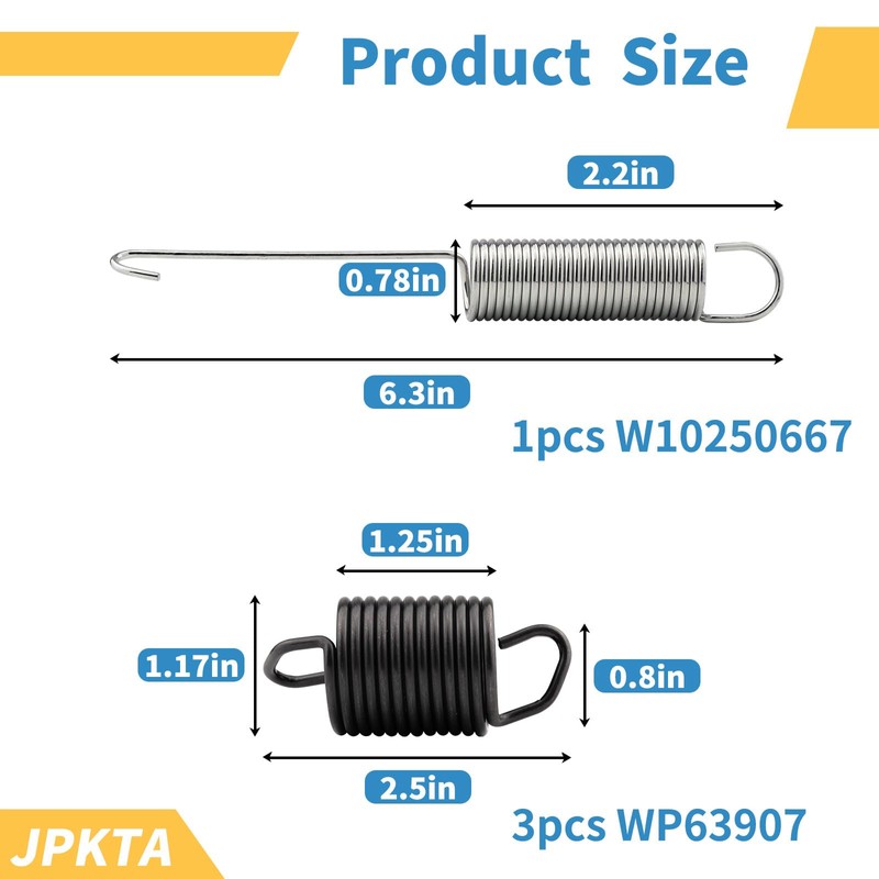 Washing Machine Kit includes 3 pcs WP63907 Suspension Spring,1 pcs