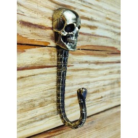 Skull Brass Wall Hook. Handmade. For House Bar Hotel Motel Office Coats Towels Keys Hats Backpacks Motorcycle accessories. Skull Art
