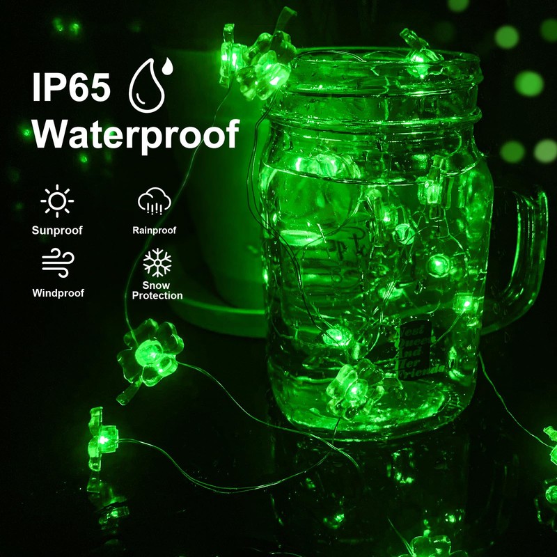 Aogist St. Patrick 's Day Clover String Lights, 16 ft