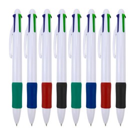 AKSIQIOL 8PCS 4-Color Retractable Pen Set, All-in-One Ballpoint Pens with Green, Blue, Red, Black Ink, Multi-Colored Writing Pens for Office, School, Stationery, and Gifts for Students & Teachers