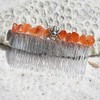 Spider on a Tumbled Orange Carnelian Stone Hair Comb (QTY