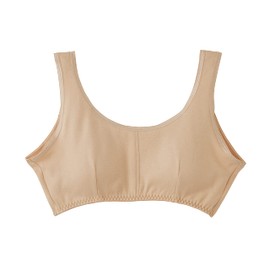 Selvan 100% Cotton Smooth Knit Bra with Soft Cups, Beige, L