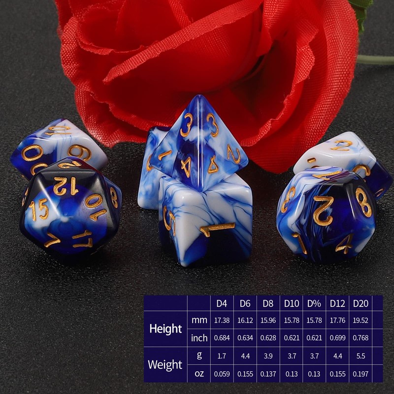 QMAY DND Dice Set - 7 Pcs Polyhedral Dice with