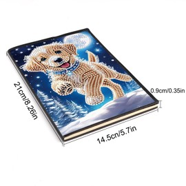 DCIDBEI DIY Diamond Painting Art 5D Cross Stitch Blank A5 Notebook Writing Notebook Book Secret Diary Sketchbook Adult Notepads Individual Creative Gift Journal Book Dog