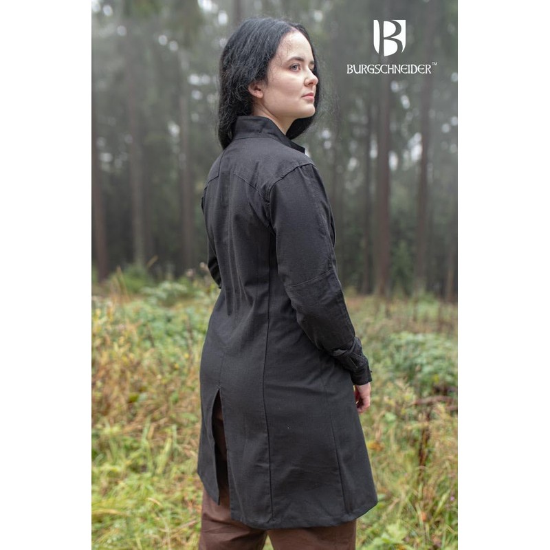 Burgschneider - Tunic Theresa - Black (XL, Unisex, Cotton) Medieval