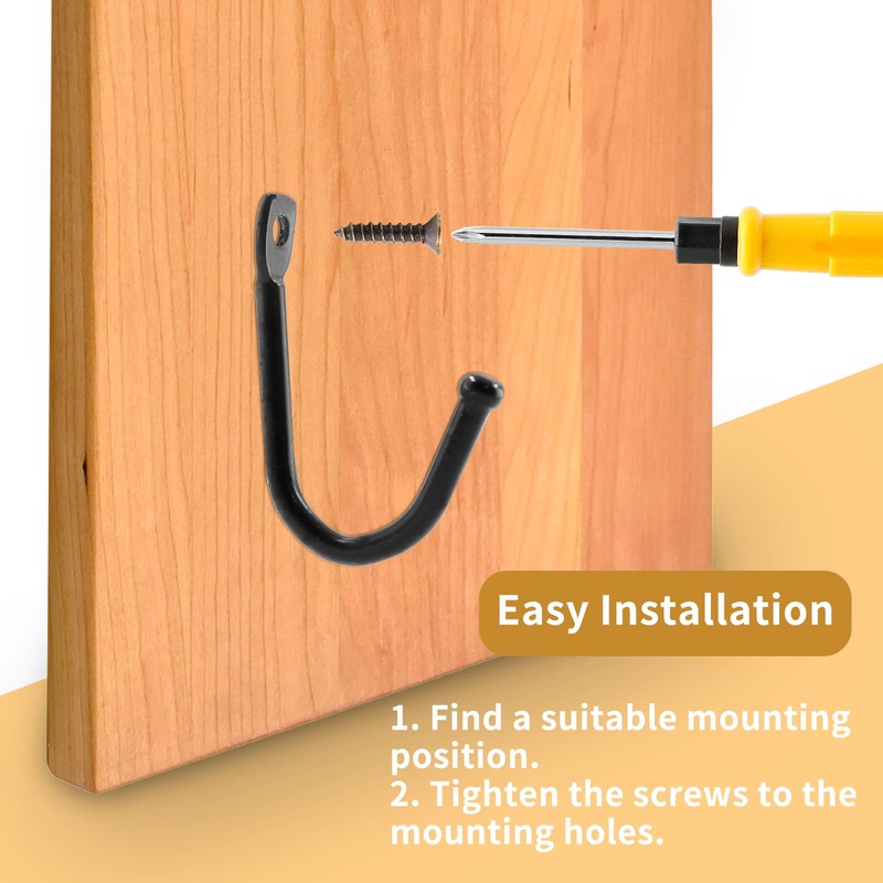 Auvotuis 24Pcs Single Iron Hooks, Decorative J Shaped Wall Mounted
