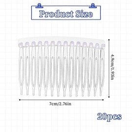 Plastic Hair Side Comb, 20 Pcs Clear Teeth Hair Combs Small Side Comb Thin Fine Hair Pins Mini Barrettes Transparent Headpiece French Twist Bun Accessories for Women Bridal Wedding Veil Decorative
