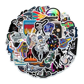 50PCS Space Stickers, Astronaut Stickers for Outer Space Themed Party Decorations, Cool Waterproof Vinyl Sticker for Water Bottles Laptop Skateboard Decor Teens Adults