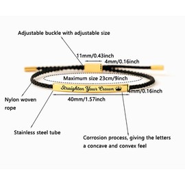 LIU JUN Remember Who The F You Are Motivational Tube Bracelet For Women, Adjustable Hand Bradied Wrap Stainless Steel To My Daughter/Best Friend Inspirational Gifts Jewelry, Medium, ['Stainless