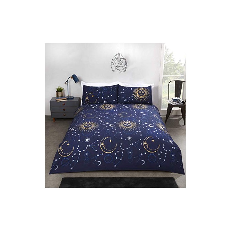 Rapport Home Celestial Duvet Cover Bed Set, Polycotton, Navy, Single