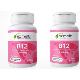 EZ Melts B12 Red Cherry 90 Fast Melting Tablets 2500Mcg