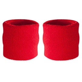 Premium Terry Cloth Cotton Wristband Pair - Color: Red