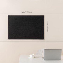 Thickened Bulletin Board - 36 x 24 Inches, Decorative Felt Board Pin Board for Wall - 3' x 2' Foldable Photo Display Board with Self-Adhesive Tape, Includes 20 Push Pins - Black