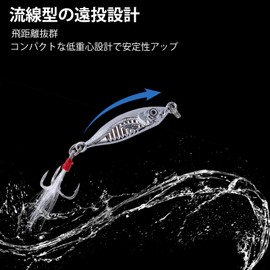 Goture Metal Jig Set, 0.7 oz (20 g), 2.4 inches (6 cm), Set of 5, Left & Right Asymmetric, Reinforced Hooks, All Seasons, Jigging, Casting Fishing, Sea Fishing, Boat Fishing, Bass Fishing, General