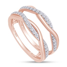 SAVEARTH DIAMONDS 1/4 ct t.w Round Cut Lab Created Moissanite Diamond Criss Cross Infinity Ring Guard Enhancer For Women In 14K Rose Gold Over Sterling Silver (D Color, VVS1 Clarity 0.25 Cttw)-6.5