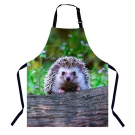 BGBDEIA Dwraf Hedgehog on Stump Kitchen Apron for Women Men, Adjustable Apron Chef Bakers Apron Cooking Apron Cooking Baking Gardening